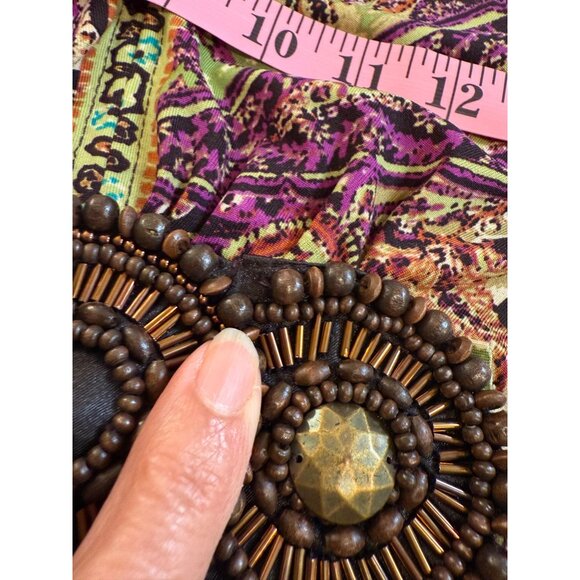 VTG ECI Babydoll Empire waist M Boho Dress Festival Beaded fairy Whimsigoth Y2K - Picture 10 of 12